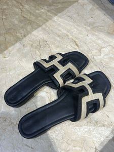 Stylish Black & Beige Slides