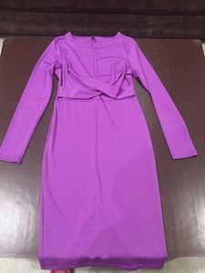 Newme Elegant  Purple Long Sleeve Dress
