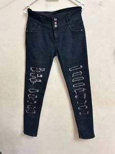 Stylish Distressed Black Jeans