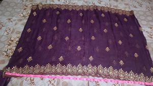 Beautiful Purple Embroidered Crepe Suit Set