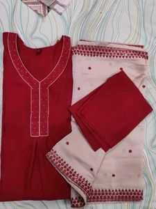 Elegant Red  Suit with Pearl Handwork