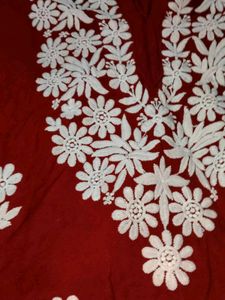 Maroon elegance paired with delicate Chikankari