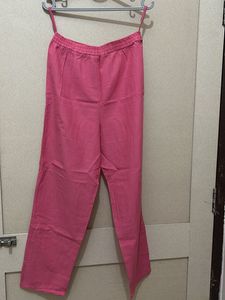 Pink Wide Leg Cotton Pants
