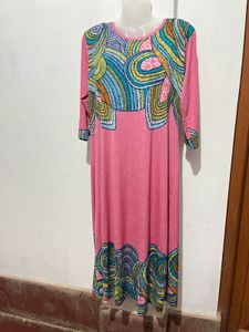 Length-46,,Unique Printed Pink Maxi Dress