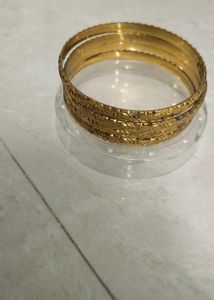Gold-Tone Ornate Bangles Set