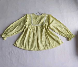 Charming lime Yellow Ruffled Blouse🍋✨️