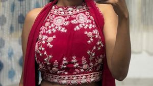 Elegant pink Embroidered Lehenga Choli Set