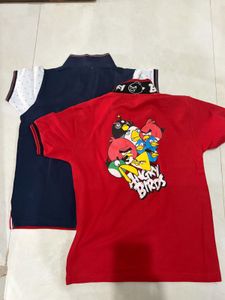 2 Kids Polo Shirts - Red &amp; Blue
