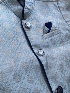 Baby Blue Brocade Ethnic Jacket