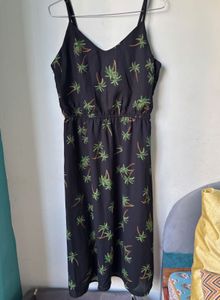 Black Palm Tree Print Dress