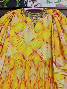Vibrant Yellow Embellished Ethnic Gown