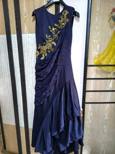 Elegant Indo- western  Navy Blue Embellished Gown