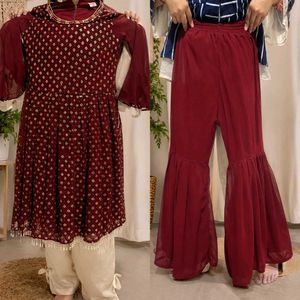 Maroon sharara with plazzo