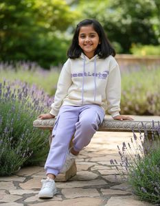 Comfortable Cream Hoodie & Lilac Cargo Pants Set