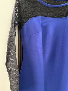 black and blue contrast dress