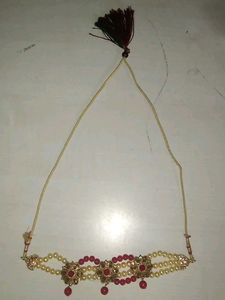 Red Beige White Perl Necklace