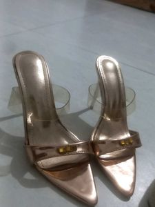 Rose Gold Clear Strap Heels