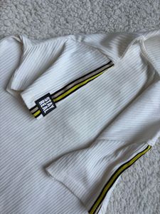 Knitted Half-Zip White Top