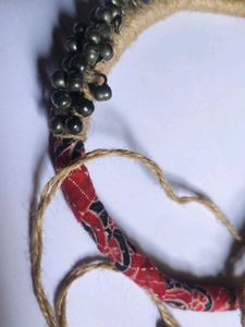 Boho Fabric Necklace with Beads