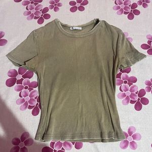 Zara Ribbed Crew Neck T-Shirt