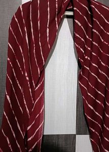 wine red Striped with silver border Scarf