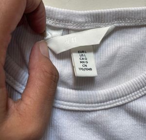 H&amp;M White Ribbed Tank Top