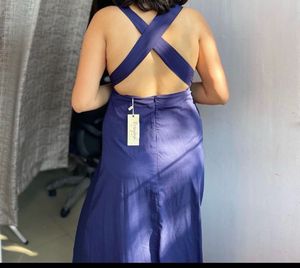 Royal Blue Halter Neck Backless Dress