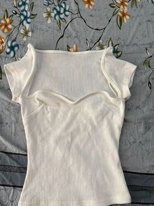 Ribbed White Short Sleeve Crop Top