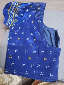 Vibrant Blue Bandhani Italian crepe Saree