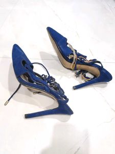 Blue Lace-Up Stiletto Heels