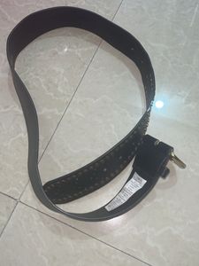 Studded Black Leather Belt