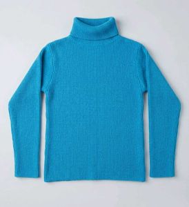 Turquoise Turtleneck Sweater with Floral Embellish