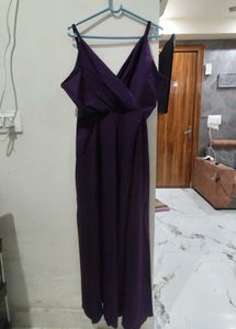 Elegant Purple Maxi Dress with Thigh Slit