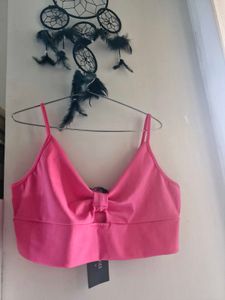 Hot Pink Bow Crop Top