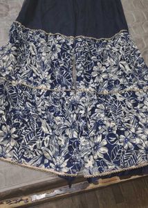Designer Navy Blue Floral sarara suit