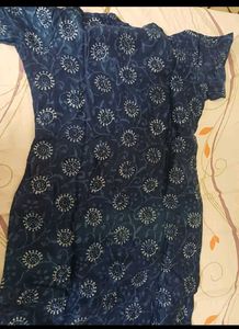 Blue Printed Cotton Salwar Suit