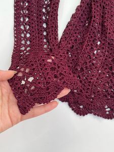 Burgundy Crochet Knit Top