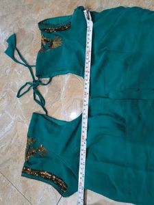 Teal Embroidered Saree with Blouse