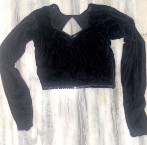 Black Velvet Blouse with Sequins
