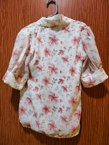 Chic Floral Print Button-Up Top