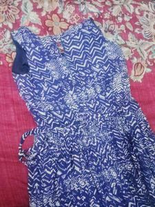 Blue &amp; White Abstract Print Dress