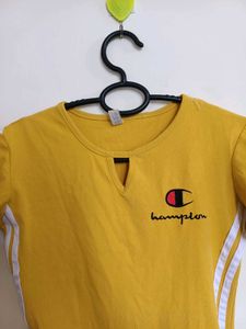 Yellow Champion Style T-Shirt Dress