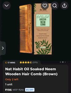 Nat Habit Neem Wood Hair Comb