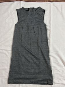 Charcoal Grey Herringbone A-Line Dress – Sleeveles