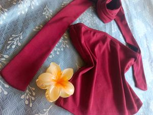 Stylish Maroon Off-Shoulder Top