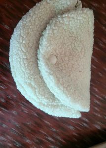 Cream Sherpa Clutch with Chain