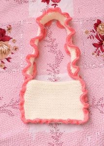 Crocheted Shoulder Bag with Ruffles