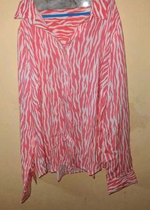 Pink Zebra Print Button-Up Shirt