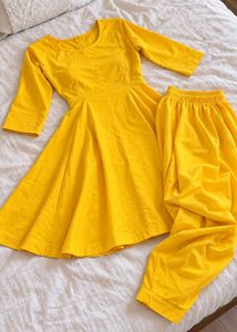 Vibrant Yellow Anarkali Kurta Set