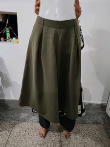GU Olive Green Pleated Divider Skirt